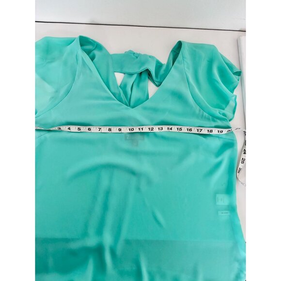 Flutter Sleeve Top Large Mint Green V-Neck Back Tie Coquette Preppy Soft Girl - Picture 10 of 13